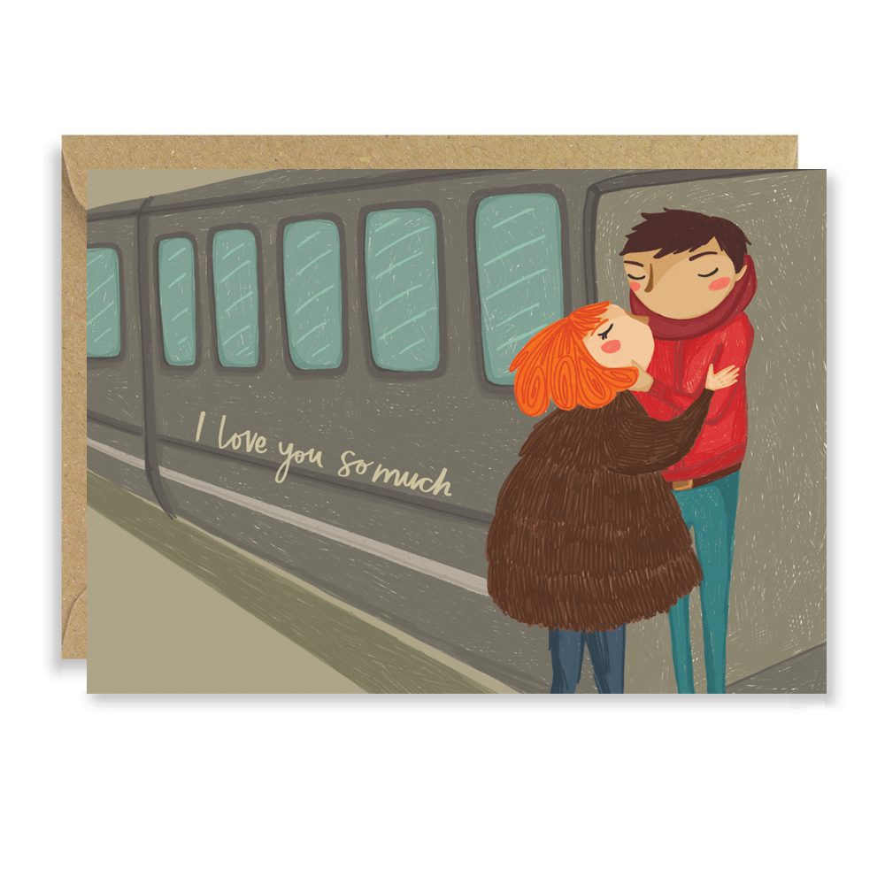 Love You So Much Train Couple Card