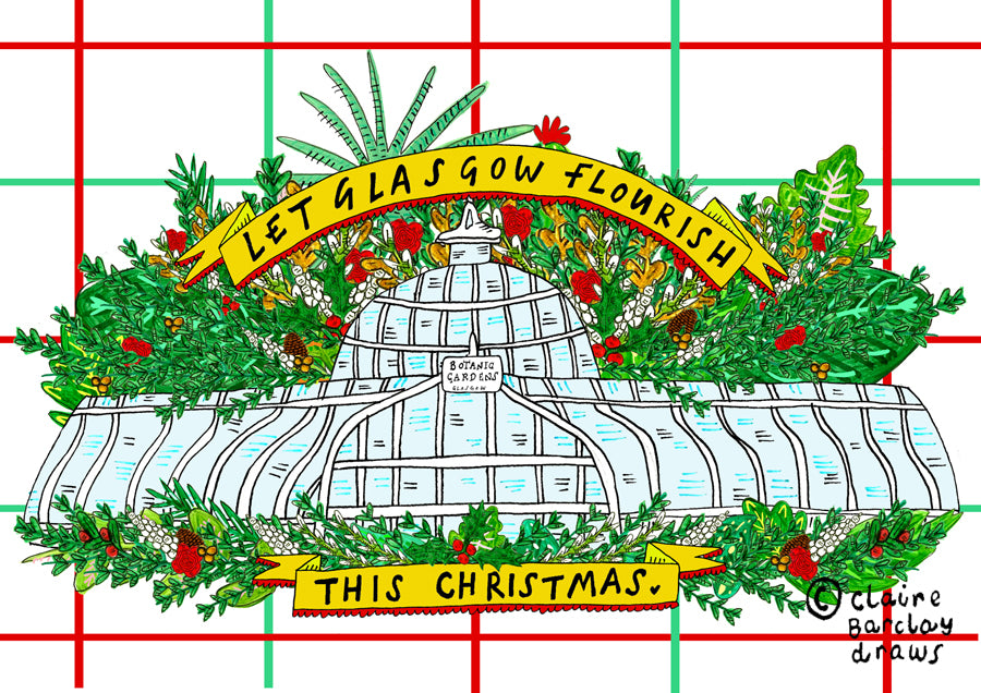 Let Glasgow Flourish This Christmas Illustrated Scottish Card