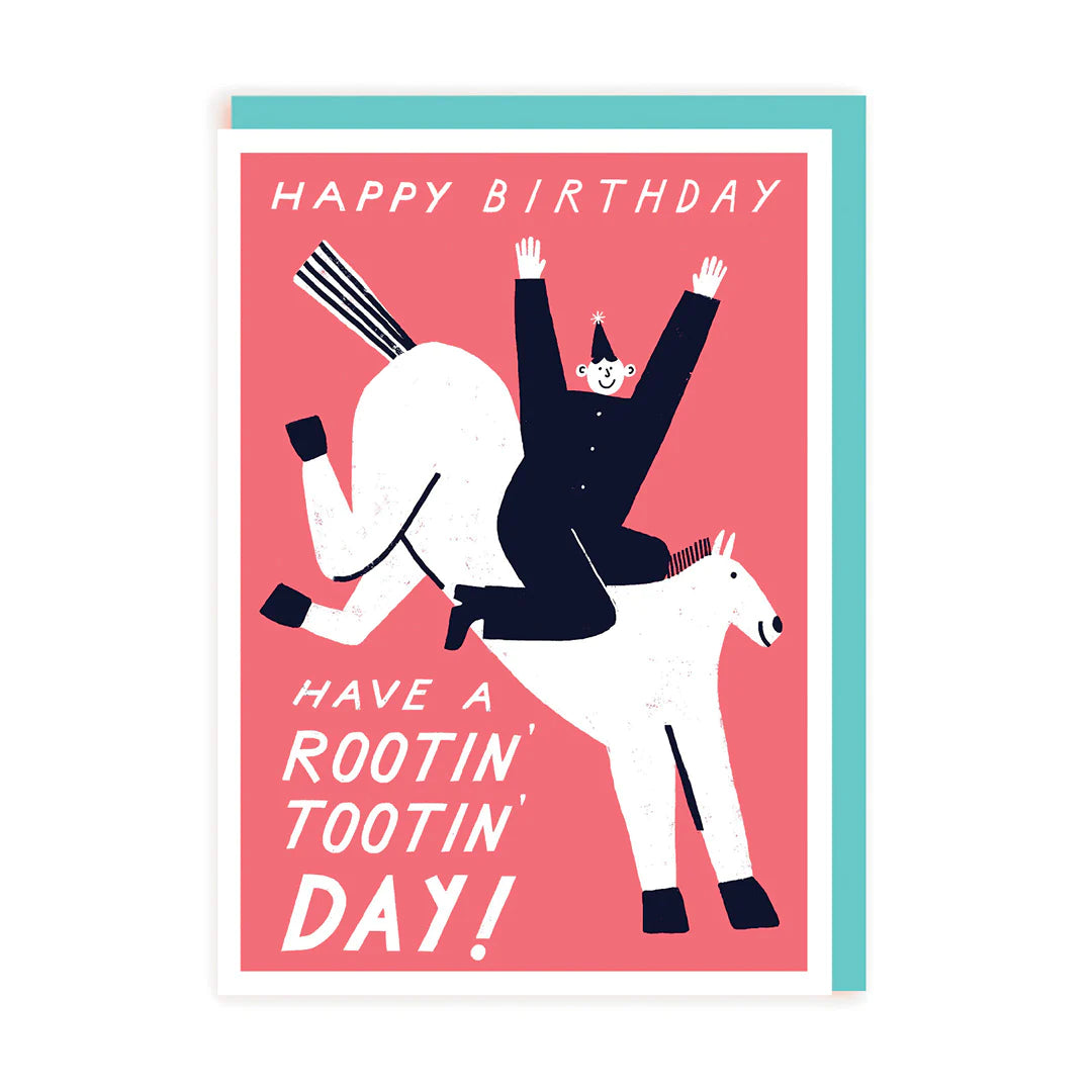 Rootin&#39; Tootin&#39; Pony Ride Retro Birthday Card