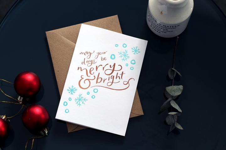 May Your Days Be Merry &amp; Bright Letterpress Christmas Card