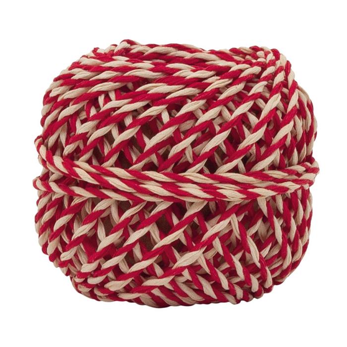 Red & White Candy Stripe Natural Cord Twine Spool by penny black